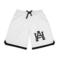 Basketball Shorts — White Ribbed Trim with LA Monogram