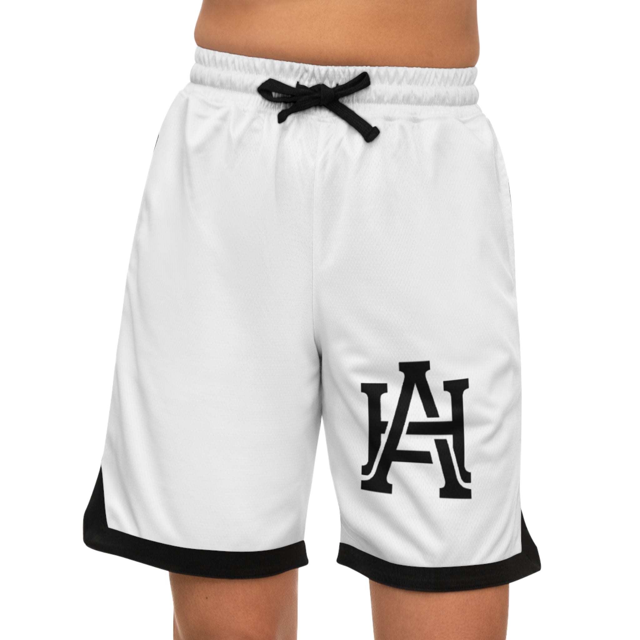 Basketball Shorts — White Ribbed Trim with LA Monogram